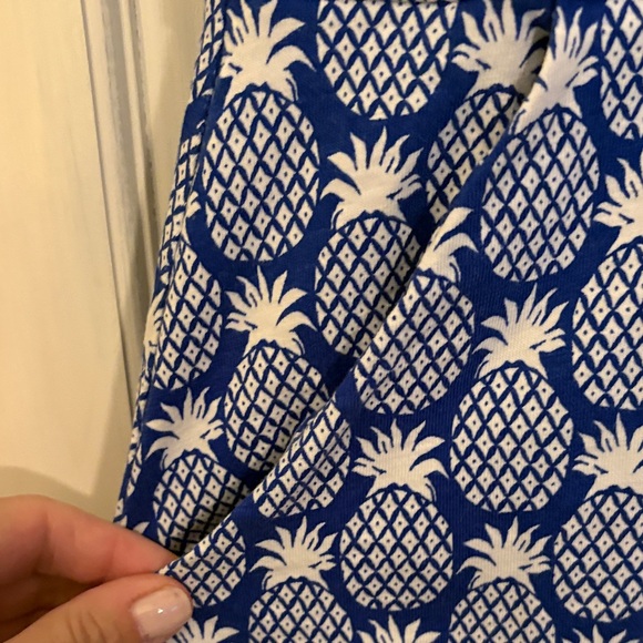 Boden Blue and White Pineapple-Print Cap-Sleeve Midi Dress size 14 L excellent - Picture 3 of 7